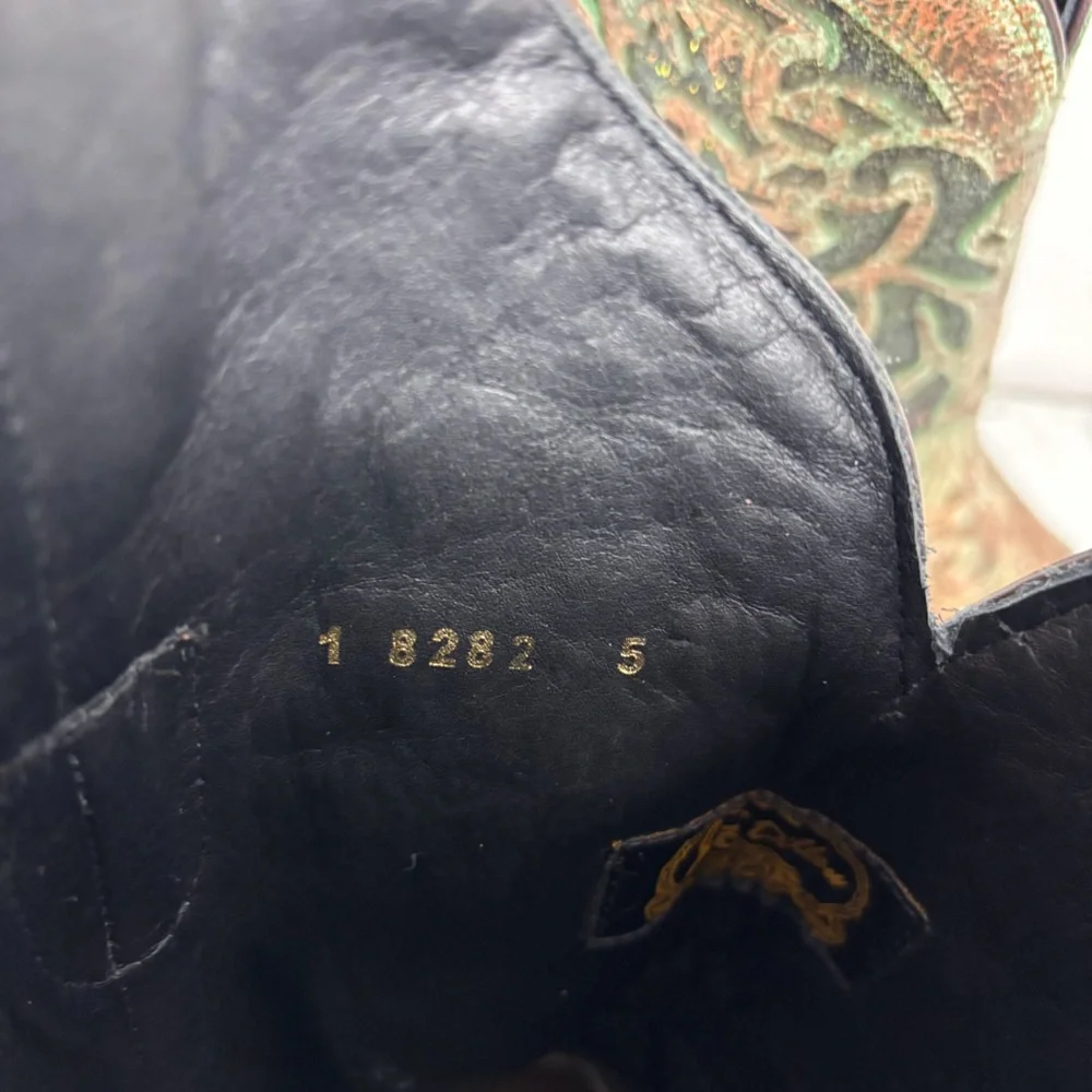 J.B. Dillon Green Bronze Metallic Glitter Cutout Cowboy Boots Sz 10C - Picture 13 of 13